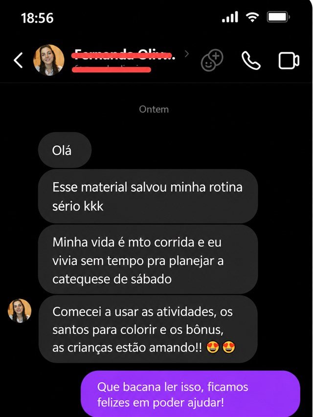Mensagem de uma cliente sobre o material