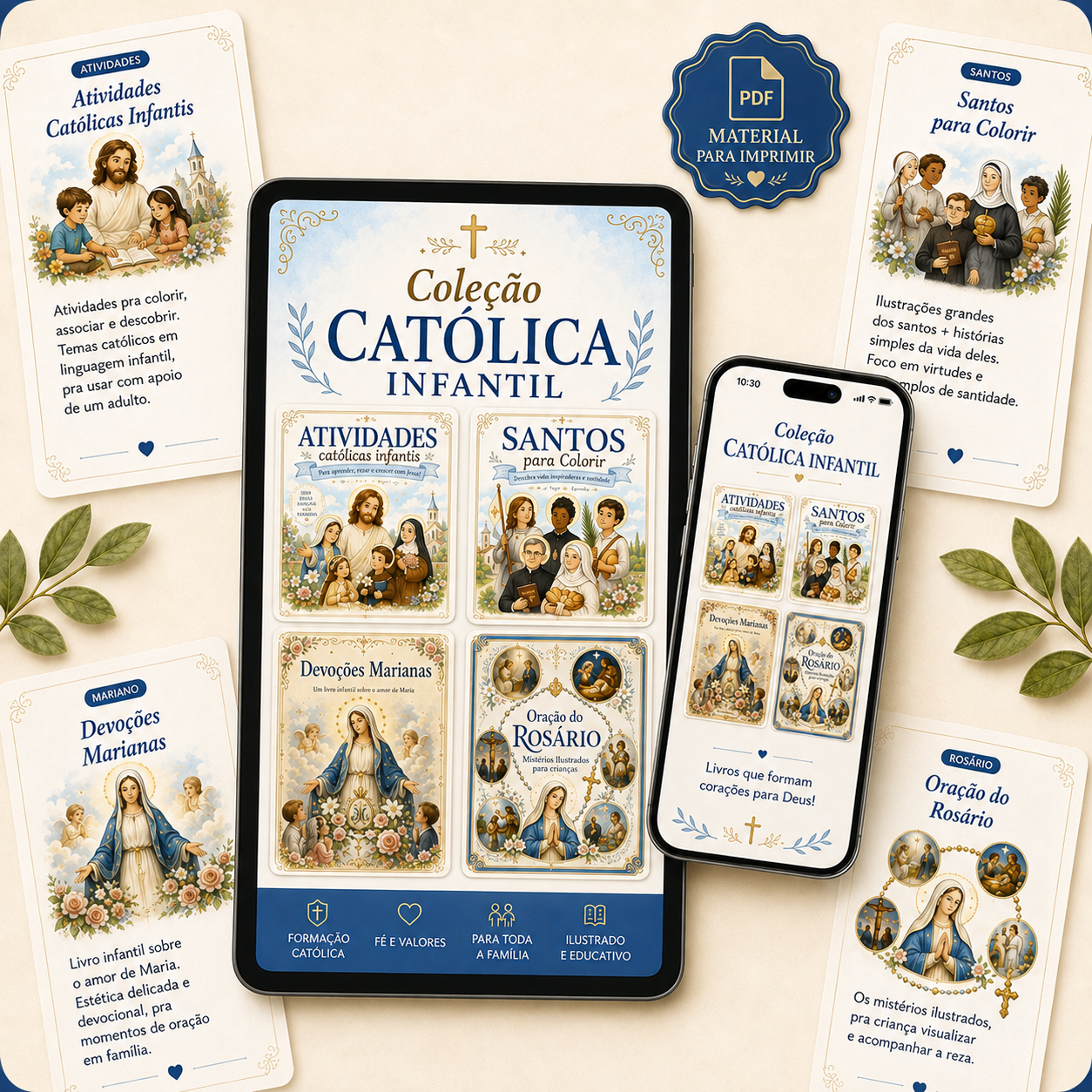 Coleção Católica Infantil: atividades católicas, santos para colorir, devoções marianas e oração do rosário em PDF para imprimir